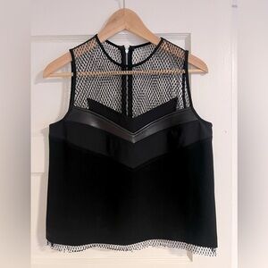 Rag and Bone Black Sleeveless Top with Leather and Lace - Size XS